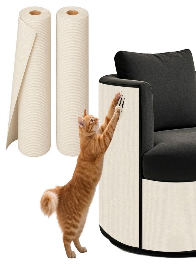 PowerKing Cat Scratch Furniture Protector, 78.7"x15.8" Self-Adhesive Cat Scratch Mat for Couch & Sofa, Trimmable DIY Cat Scratcher Pads for Indoor Cats (Beige) - Image 1